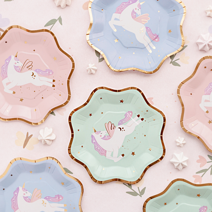 pastel unicorn bordjes kinderfeestje meisje