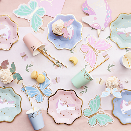 pastel tafelversiering unicorn kinderfeestje