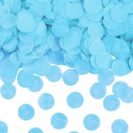 Cirkelvormige confetti in de kleur blauw gemaakt van papier