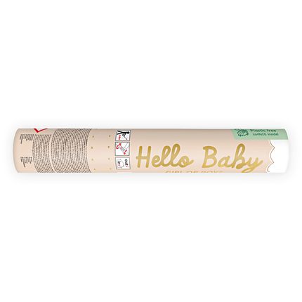 creme gender reveal confettikanon met gouden tekst boy or girl?