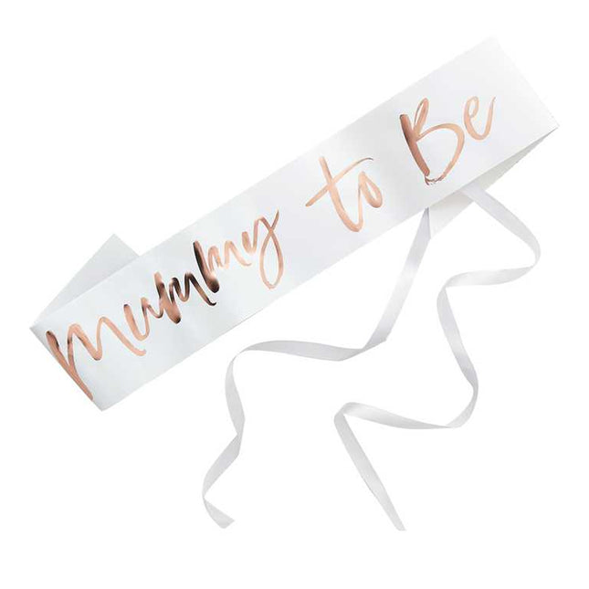 witte sjerp met mummy to be in rose gouden letters