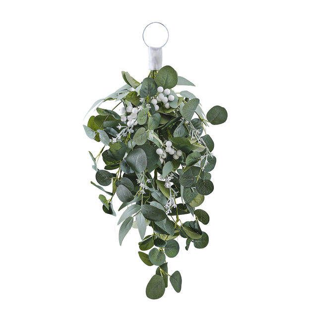 Eucalyptus hanger met witte besjes en takken