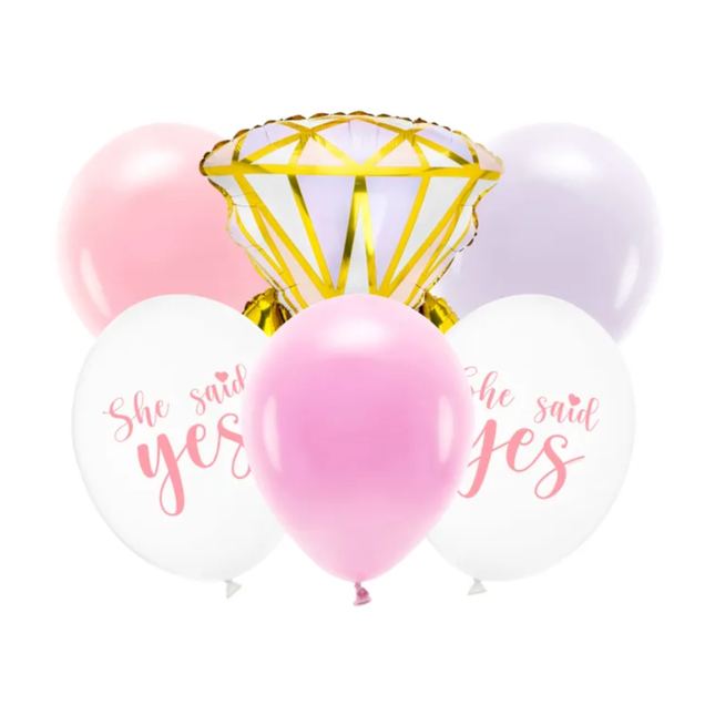 Ballonnen set met latex ballonnen en een folieballon in het roze en lila