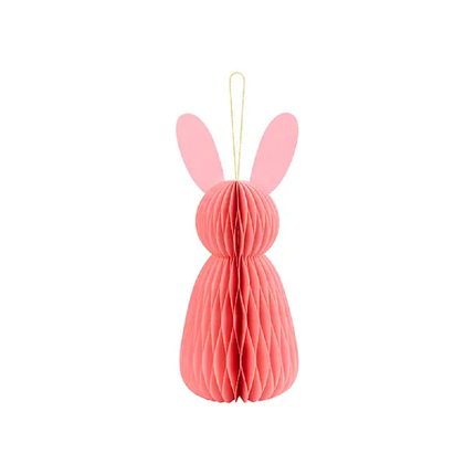 Roze honeycomb in de vorm van een konijn met konijnenoren