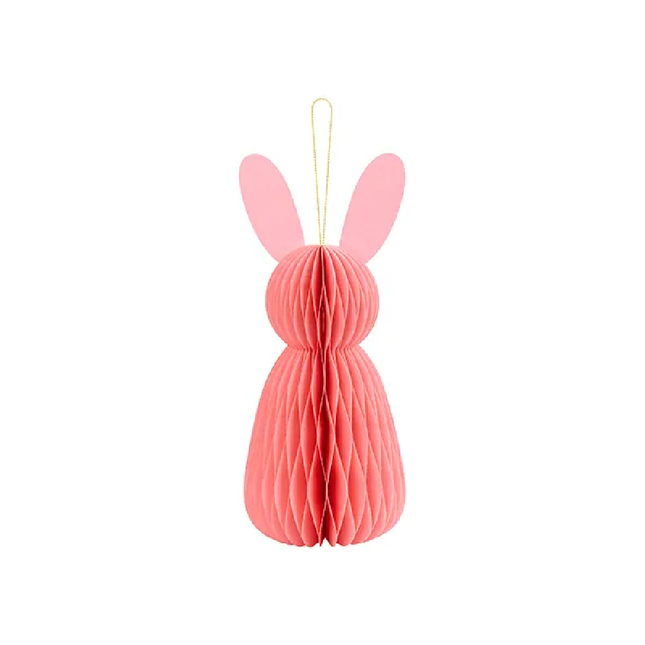Roze honeycomb in de vorm van een konijn met konijnenoren
