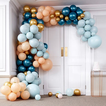 Ballonnenversiering Mint, Perzik & Goud XL - 200 stuks