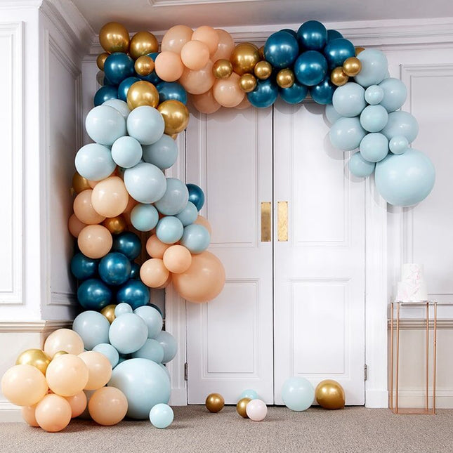 Ballonnenversiering Mint, Perzik & Goud XL - 200 stuks