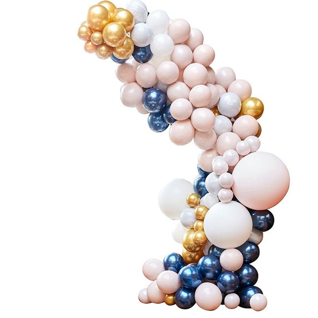 Ballonnenversiering Marmer, Navy & Goud XL - 200 stuks