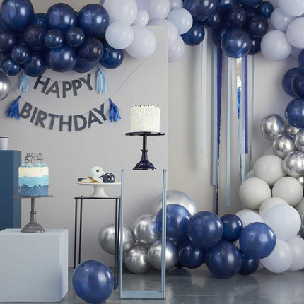 Ballonnenversiering Zilver & Blauw XL - 200 stuks