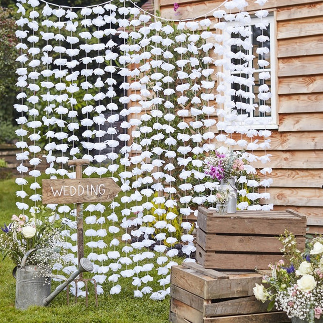 Backdrop Bloemen Wit - 2 meter