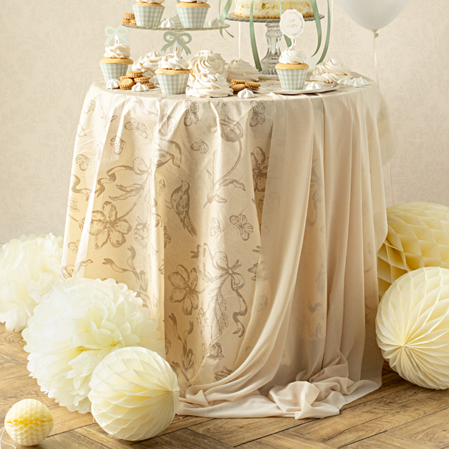 Beige Bloemen - 180 x 120 CM