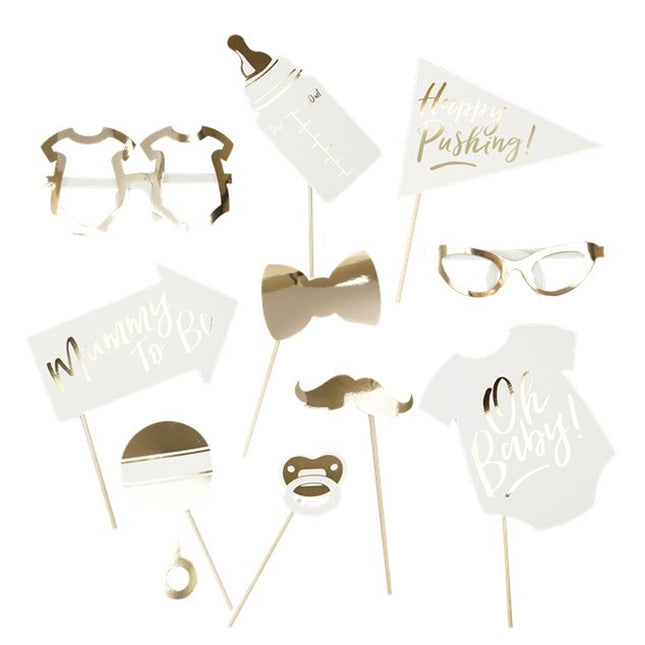 Photo Booth Props Baby Shower - 10 stuks