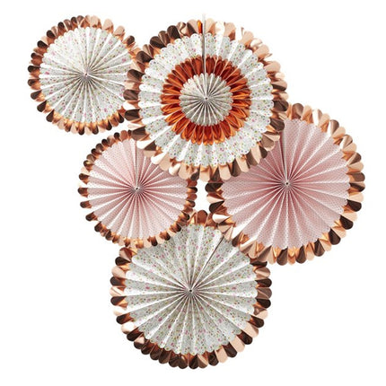 Waaiers Bloemen Roze Rosé Goud - 5 stuks
