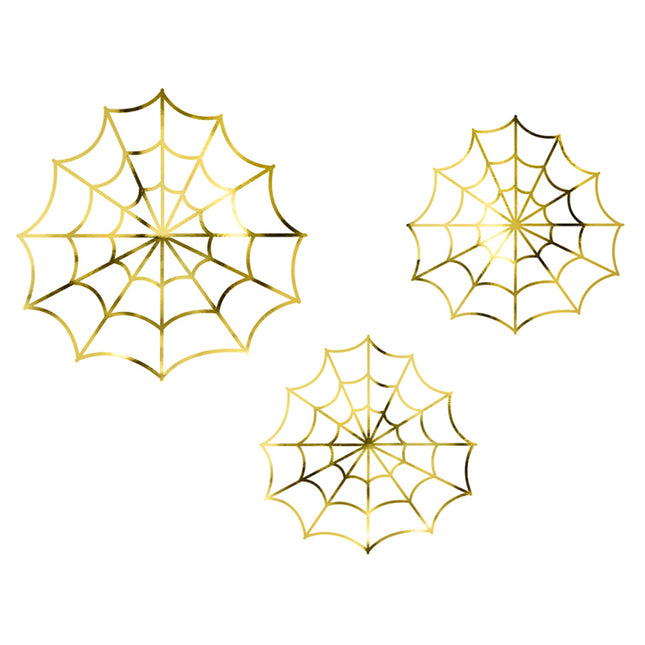 Decoratie Spinnenweb Goud - 3 stuks