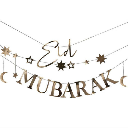 Letter banner Eid Mubarak met sterren en maantjes