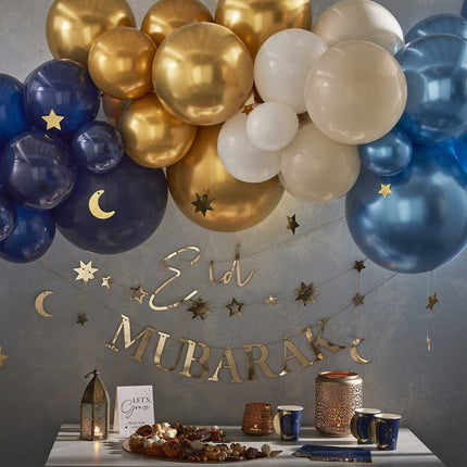 Letter banner Eid Mubarak met sterren en maantjes