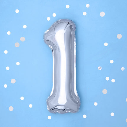 Foliecijfers 1 - Zilver 35 cm