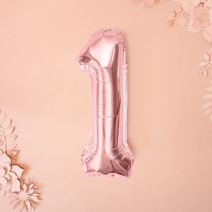 Foliecijfers 1 - Rose goud 35 cm
