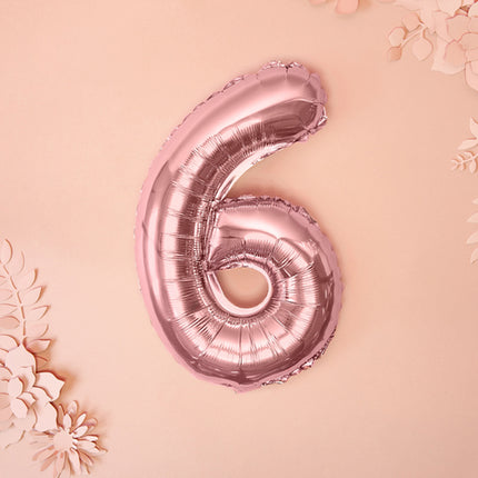 Foliecijfers 6 - Rose goud 35 cm