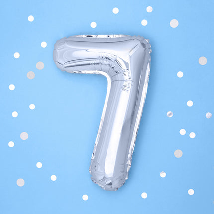 Foliecijfers 7 - Zilver 35 cm