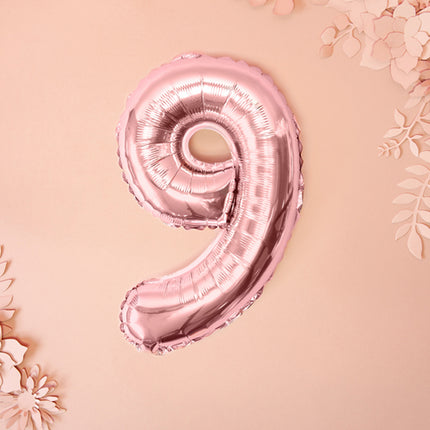 Foliecijfers 9 - Rose goud 35 cm