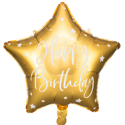 Folieballon Ster Happy Birthday Goud - 40 Centimeter