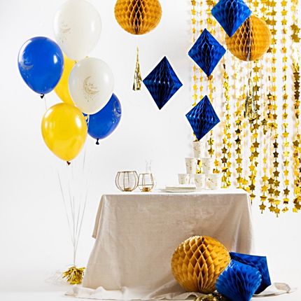 Ballonnen 'Eid Mubarak' - Blauw Wit Goud