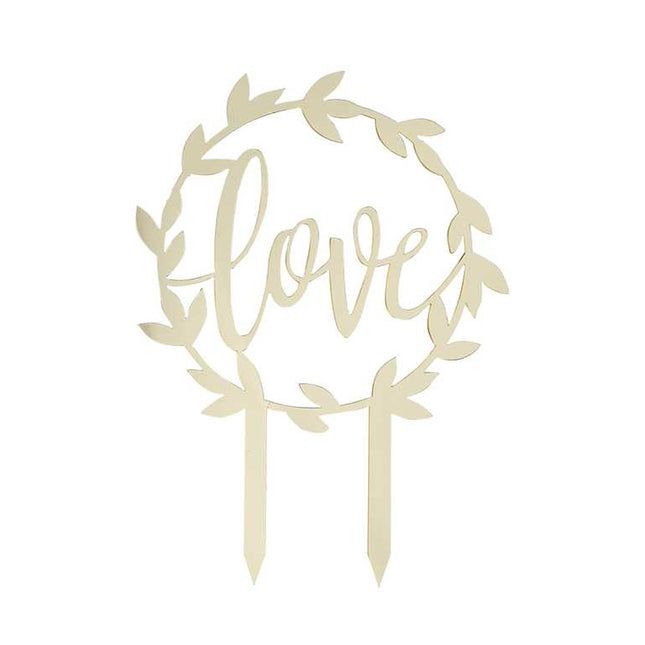 Taart Topper Love Acryl Goud