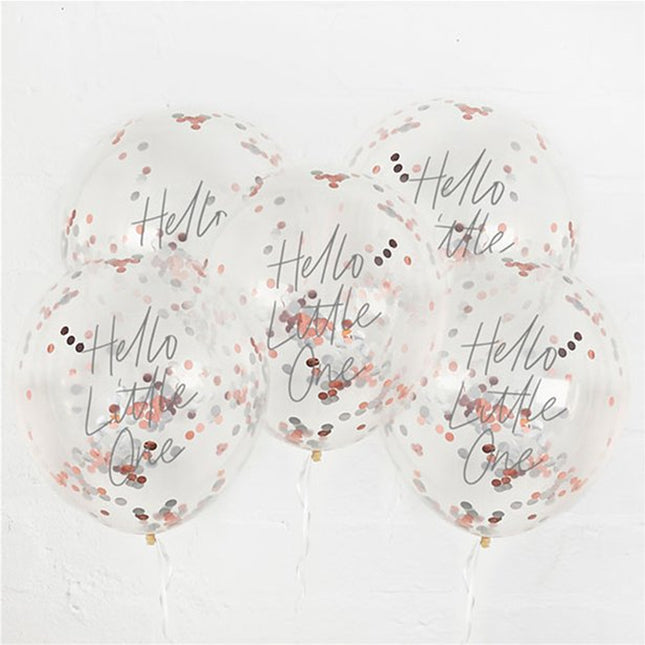 Confetti Ballonnen 'Hello Little One' - 5 stuks