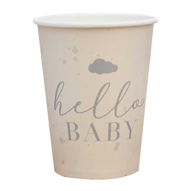 Papieren beker met de tekst 'Hello Baby'