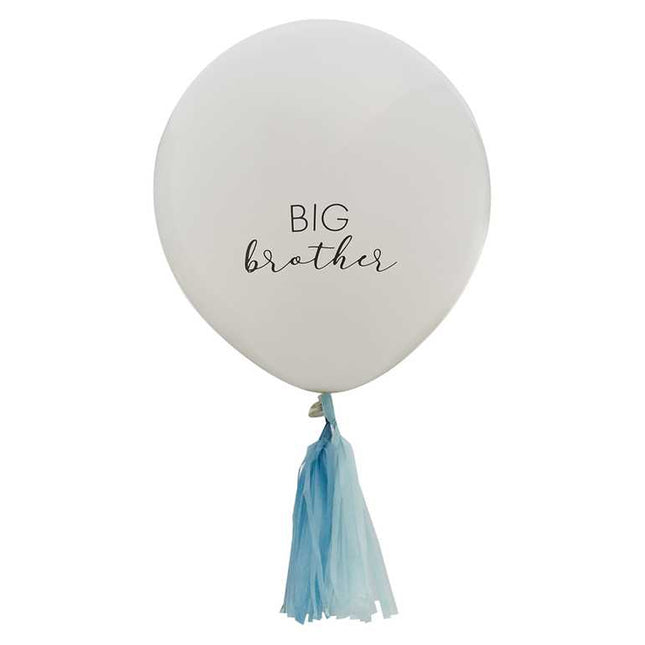 Grote Ballon met big brother en blauwe tassel eronder