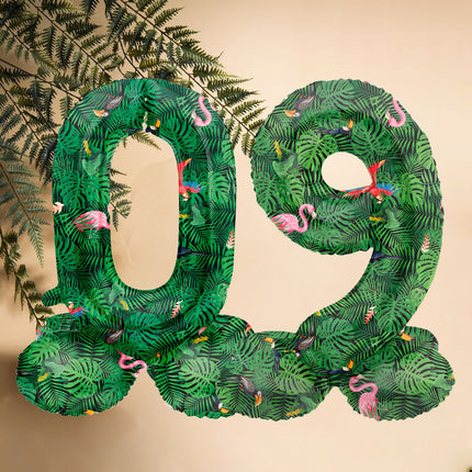 foliecijfers met jungle print op standaard