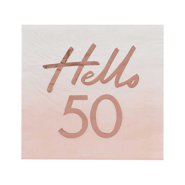 Roze Servetten met de tekst Hello 50