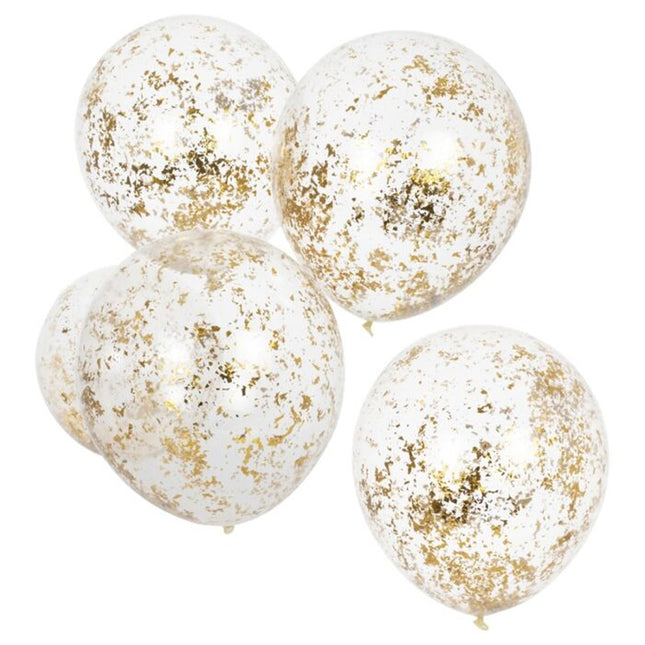 Ballon - Gescheurde Confetti Goud - 5 stuks