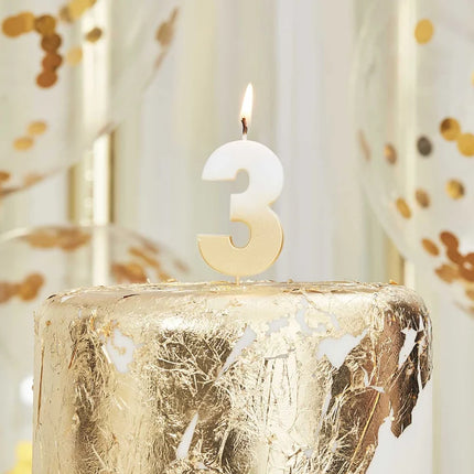 Taart Kaars Cijfer 3 t/m 8 - Ombre Goud