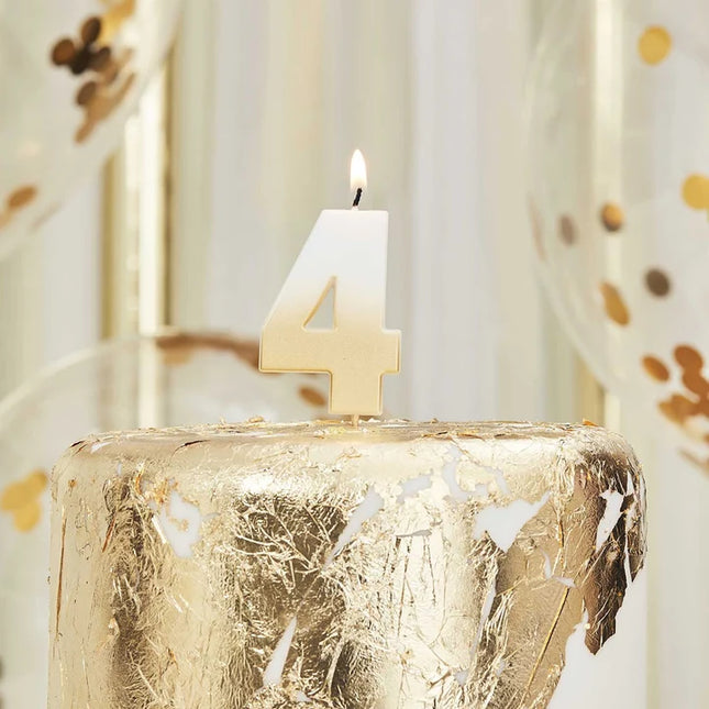 Taart Kaars Cijfer 3 t/m 8 - Ombre Goud