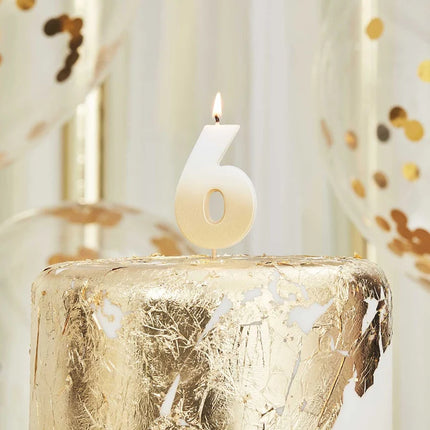Taart Kaars Cijfer 3 t/m 8 - Ombre Goud