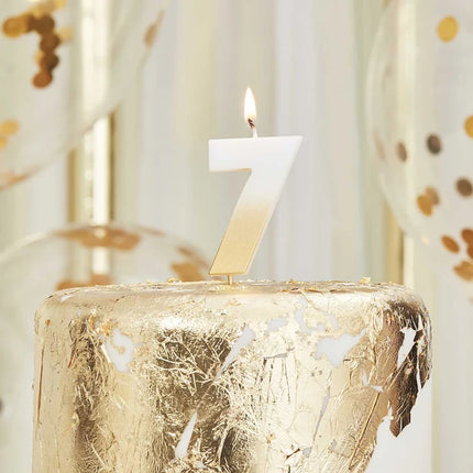 Taart Kaars Cijfer 3 t/m 8 - Ombre Goud