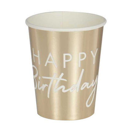 Gouden papieren beker met happy birthday