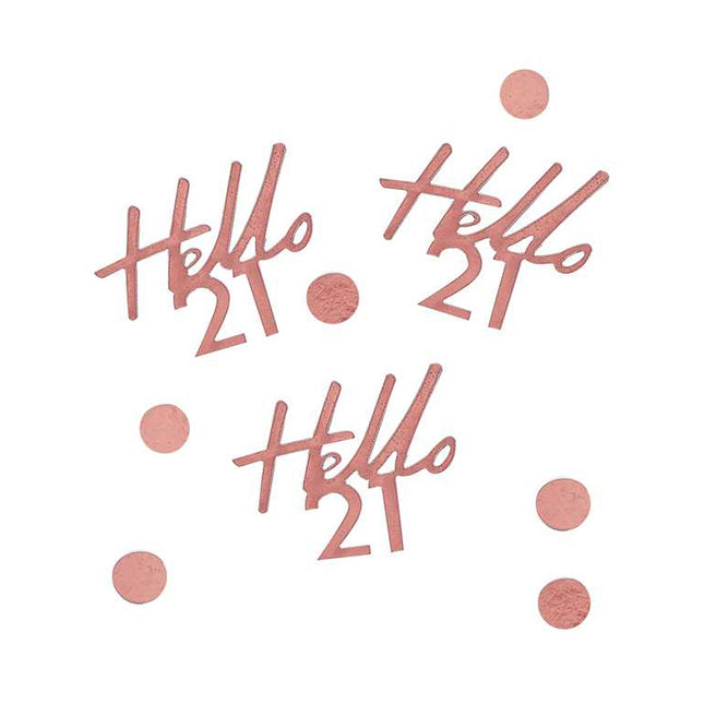 Tafel Confetti met tekst Hello 21