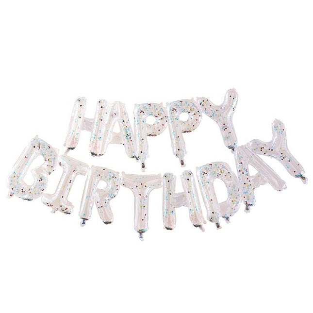 Folieballon Banner 'Happy Birthday' Confetti - Regenboog