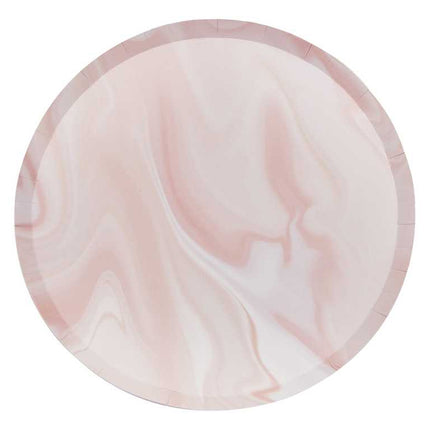 Papieren bordjes met roze marmer look