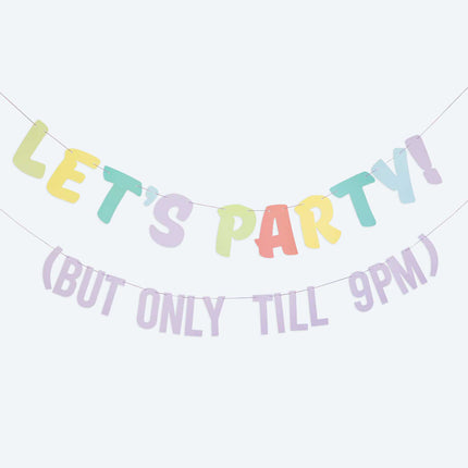 letter banner met let's party erop