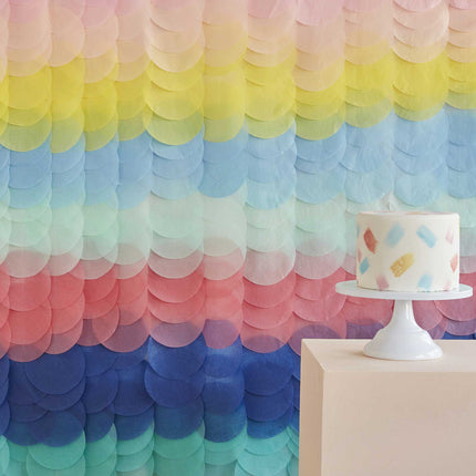 Backdrop van Schijfjes Papier in Regenboog kleuren