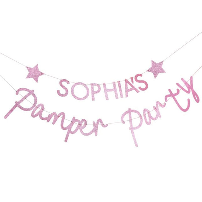 Slinger Roze glitter pamper party - 2 x 2.5 Meter