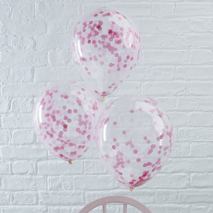 Ballonnen Confetti Roze - 5 stuks