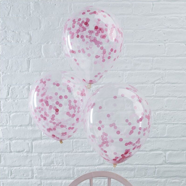 Ballonnen Confetti Roze - 5 stuks