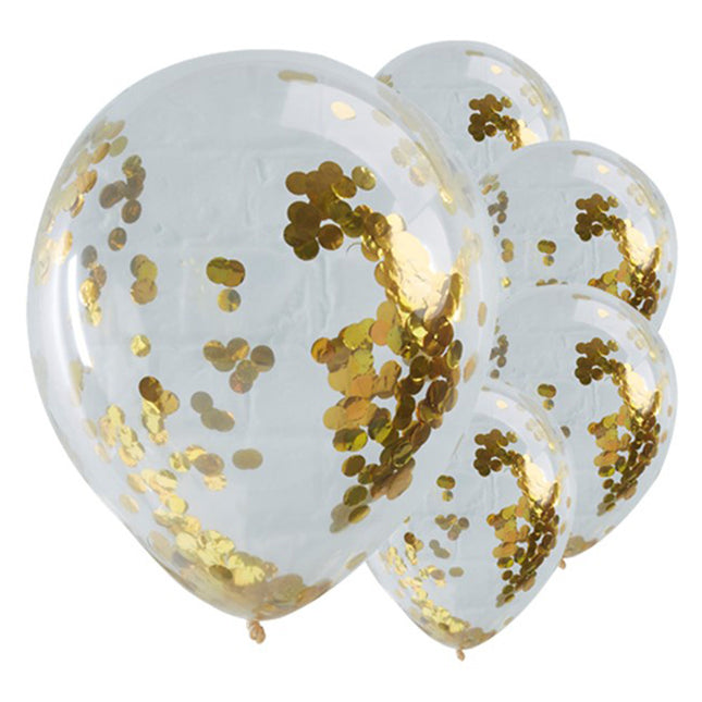 Ballonnen Confetti Goud - 5 stuks