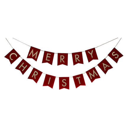 Letterbanner 'Merry Christmas' Rood Velvet - 2 meter
