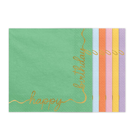 Multicolor Happy Birthday - 12 stuks